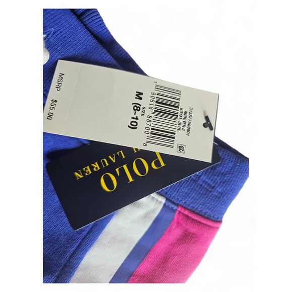 Polo Ralph Lauren Girls Stiped Fleece Shorts Size Medium (8-10) Blu/Pink NWT - Picture 4 of 6